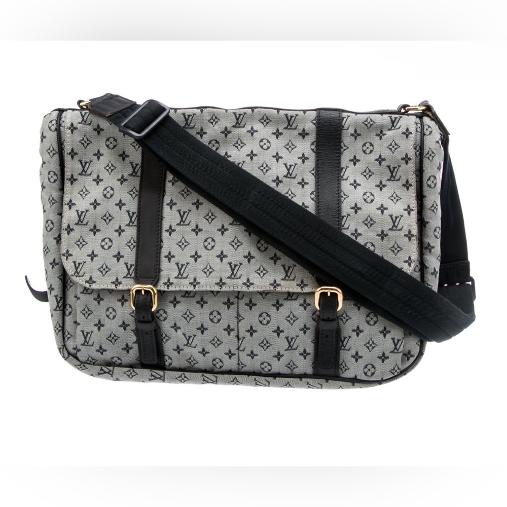 Louis Vuitton Sac A Langer Baby Diaper Messenger Crossbody Bag LV Mini Lin Denim